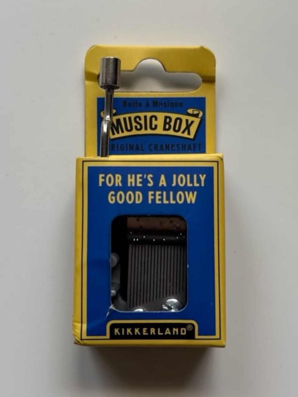 Kikkerland Mini Hand-Crank Music Box "For He's a Jolly Good Fellow" Retro Toy